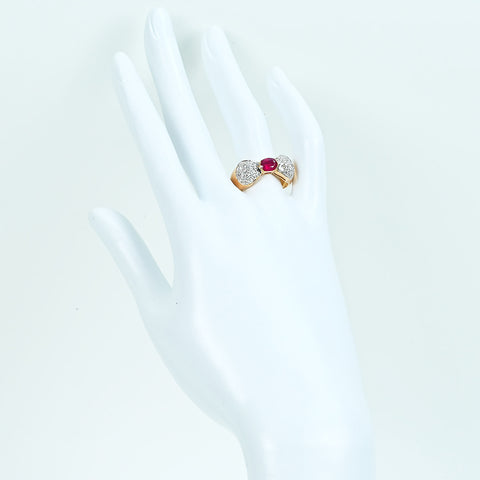 【中古】 K18YG RUBYルビーリング 0.80ct D0.72ct 7.3g #16