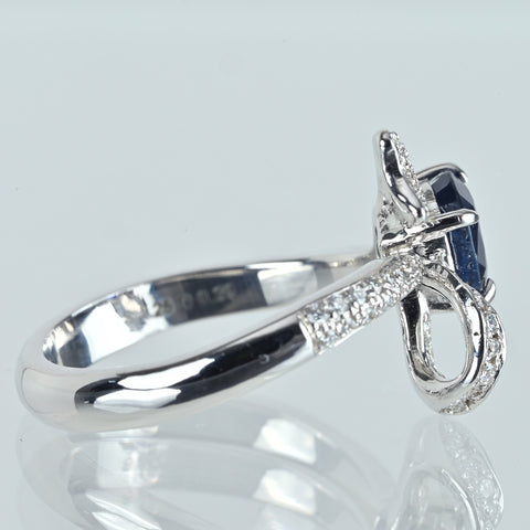 【中古】K18WG SAPPHIREサファイアリング S1.25ct D0.29ct 5.2g #13