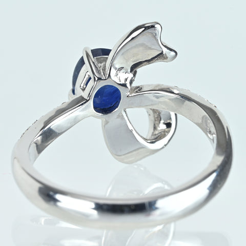 【中古】K18WG SAPPHIREサファイアリング S1.25ct D0.29ct 5.2g #13