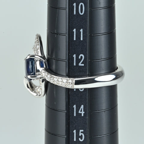 【中古】K18WG SAPPHIREサファイアリング S1.25ct D0.29ct 5.2g #13