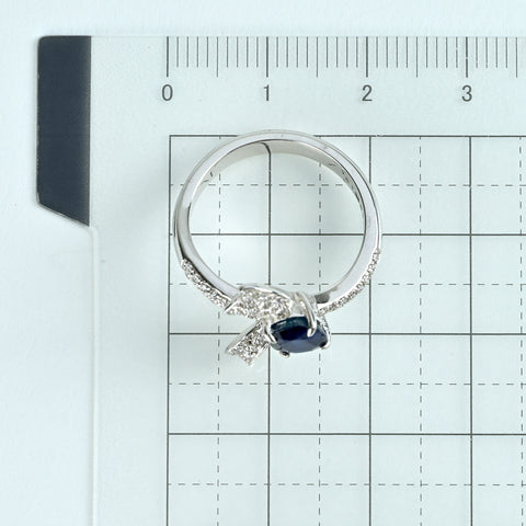 【中古】K18WG SAPPHIREサファイアリング S1.25ct D0.29ct 5.2g #13