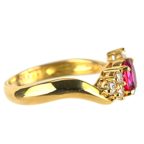 【中古】K18YG RUBY ルビーリング R0.30ct D0.71ct 3.0g #9.5