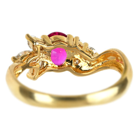 【中古】K18YG RUBY ルビーリング R0.30ct D0.71ct 3.0g #9.5