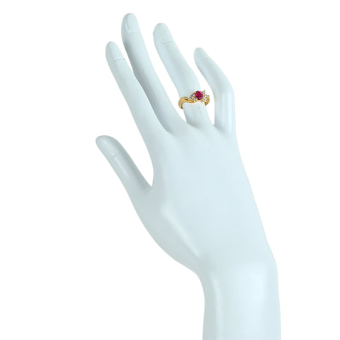 【中古】K18YG RUBY ルビーリング R0.30ct D0.71ct 3.0g #9.5