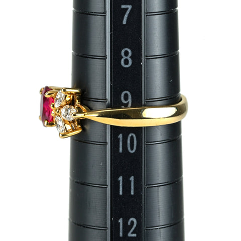 【中古】K18YG RUBY ルビーリング R0.30ct D0.71ct 3.0g #9.5