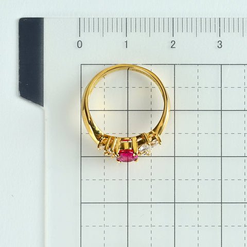 【中古】K18YG RUBY ルビーリング R0.30ct D0.71ct 3.0g #9.5