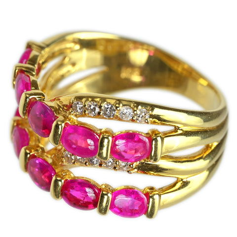 【中古】K18YG RUBY ルビー リング R2.19ct D0.26ct 7.6g #12.5