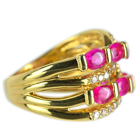 【中古】K18YG RUBY ルビー リング R2.19ct D0.26ct 7.6g #12.5