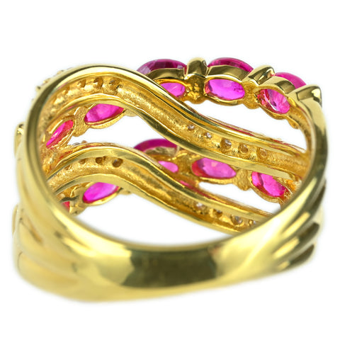 【中古】K18YG RUBY ルビー リング R2.19ct D0.26ct 7.6g #12.5