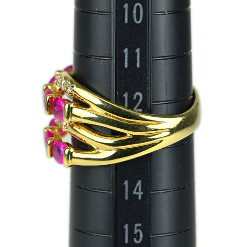【中古】K18YG RUBY ルビー リング R2.19ct D0.26ct 7.6g #12.5