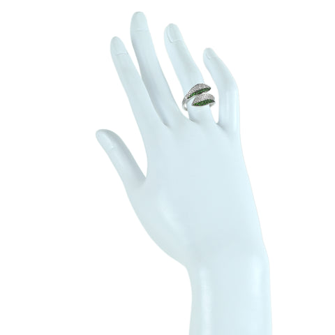 【中古】K18WG GARNET グリーン ガーネットリング GG0.45ct D0.25ct 5.2g #12