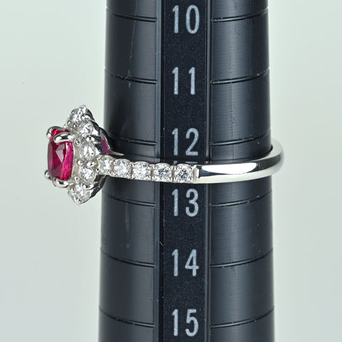 【中古】PT900 RUBY ルビーリング R0.692 D0.53ct GEラボラトリーソーティング付き #12.5 4.7g