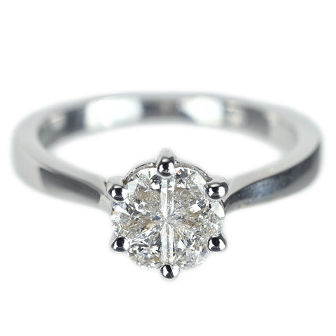 【中古】K18WG DIAMOND ダイヤモンドリング 0.50ct 3.3g #11.5