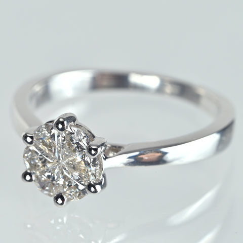 【中古】K18WG DIAMOND ダイヤモンドリング 0.50ct 3.3g #11.5