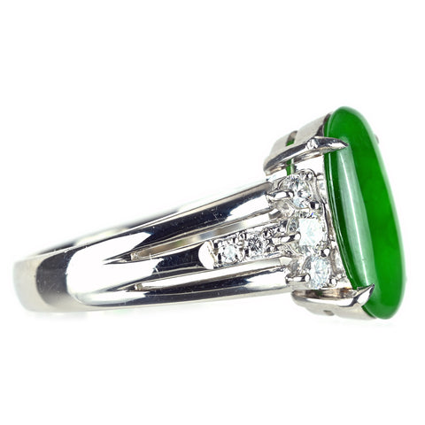 【中古】PT900 JADEITE ヒスイリング J3.28ct D0.43ct 日宝協ソーティング 8.9g #15.5