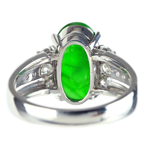 【中古】PT900 JADEITE ヒスイリング J3.28ct D0.43ct 日宝協ソーティング 8.9g #15.5