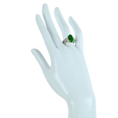 【中古】PT900 JADEITE ヒスイリング J3.28ct D0.43ct 日宝協ソーティング 8.9g #15.5