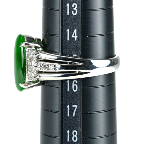 【中古】PT900 JADEITE ヒスイリング J3.28ct D0.43ct 日宝協ソーティング 8.9g #15.5