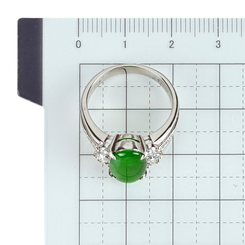 【中古】PT900 JADEITE ヒスイリング J3.28ct D0.43ct 日宝協ソーティング 8.9g #15.5