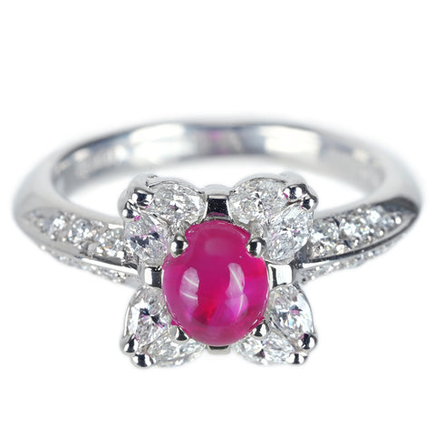【中古】PT900 STAR RUBY スタールビーリング SR1.24ct D0.49ct 5.1g #8