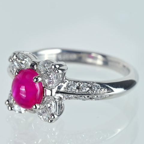 【中古】PT900 STAR RUBY スタールビーリング SR1.24ct D0.49ct 5.1g #8