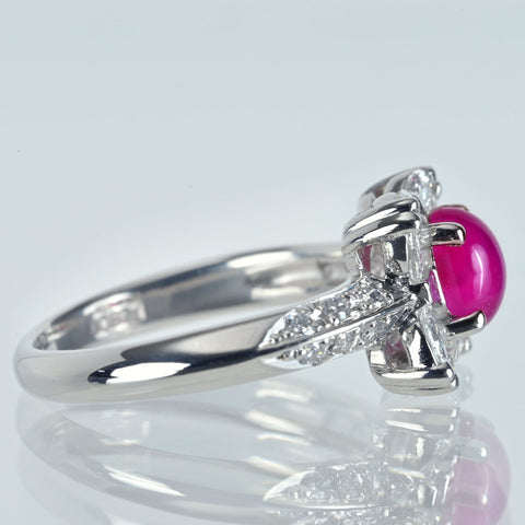 【中古】PT900 STAR RUBY スタールビーリング SR1.24ct D0.49ct 5.1g #8
