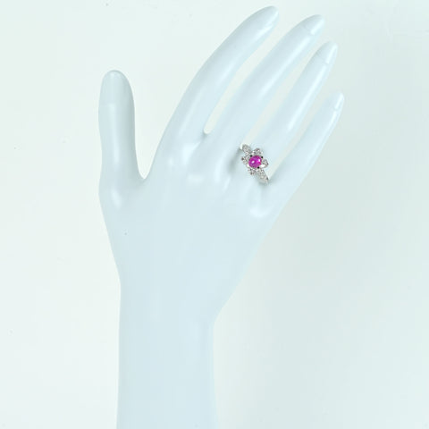 【中古】PT900 STAR RUBY スタールビーリング SR1.24ct D0.49ct 5.1g #8