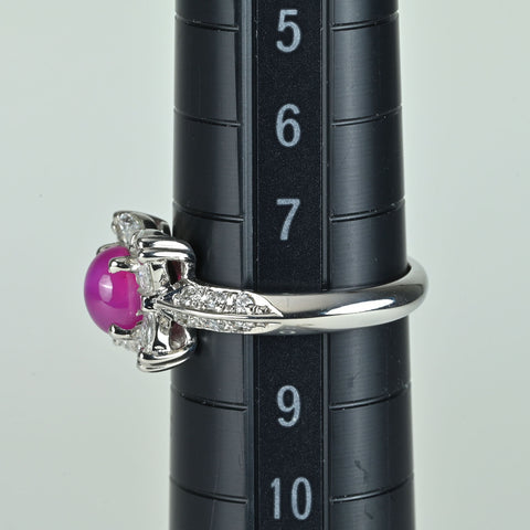 【中古】PT900 STAR RUBY スタールビーリング SR1.24ct D0.49ct 5.1g #8