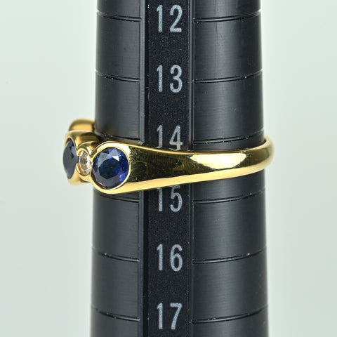 【中古】K18YG SAPPHIREサファイアリング S1.90ct D0.20ct 4.9g #15