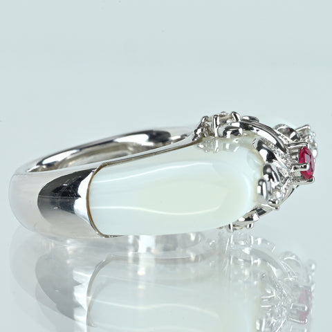 【中古】K18WG CHALCEDONY ルビー・カルセドニーリング R0.17ct C23.65ct D0.28ct 15.3g #11.5