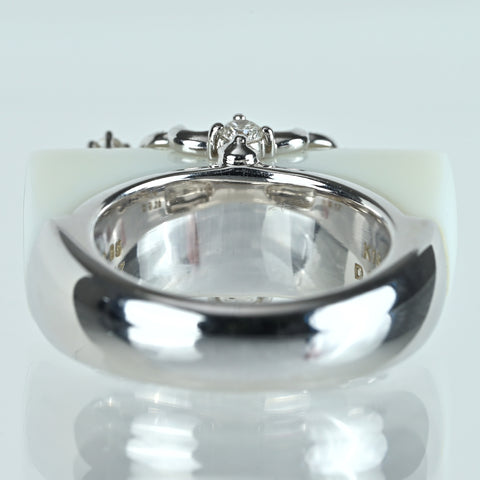 【中古】K18WG CHALCEDONY ルビー・カルセドニーリング R0.17ct C23.65ct D0.28ct 15.3g #11.5
