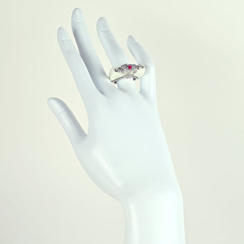 【中古】K18WG CHALCEDONY ルビー・カルセドニーリング R0.17ct C23.65ct D0.28ct 15.3g #11.5