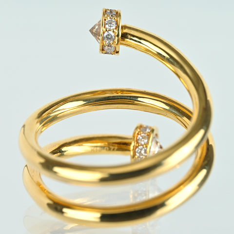 【中古】K18YG DIAMOND ダイヤモンドリング D0.53ct D0.24ct 11.2g #15.5