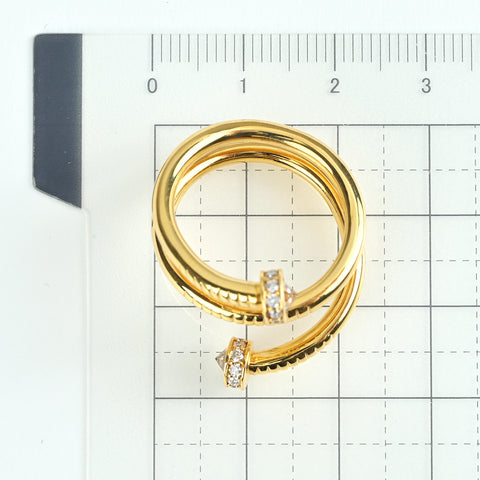 【中古】K18YG DIAMOND ダイヤモンドリング D0.53ct D0.24ct 11.2g #15.5