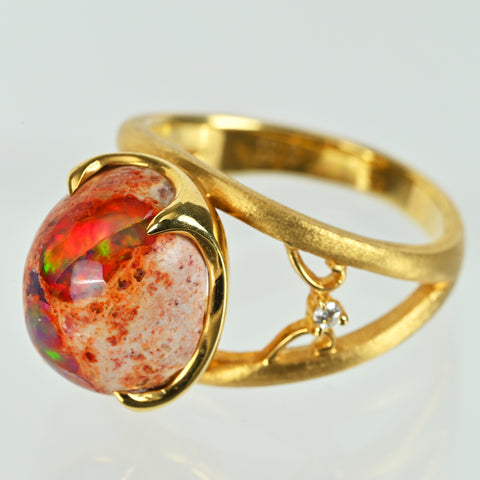 【中古】 K18YG OPAL カンテラオパールリング OP6.47ct D0.04ct 8.2g #14