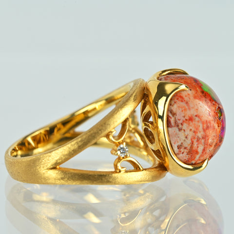【中古】 K18YG OPAL カンテラオパールリング OP6.47ct D0.04ct 8.2g #14
