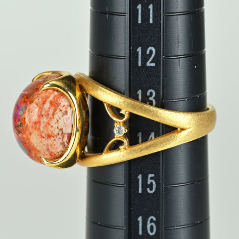 【中古】 K18YG OPAL カンテラオパールリング OP6.47ct D0.04ct 8.2g #14