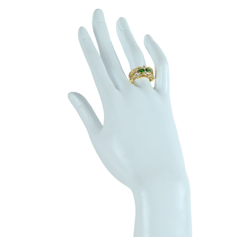 【中古】JEUNET ジュネ K18YG グリーンガーネットリング GG0.59ct D0.56ct 6.3g #13