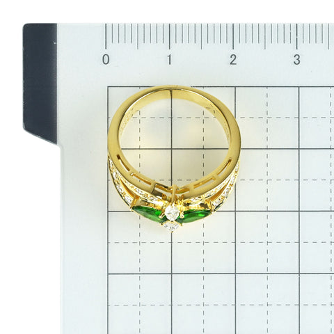 【中古】JEUNET ジュネ K18YG グリーンガーネットリング GG0.59ct D0.56ct 6.3g #13