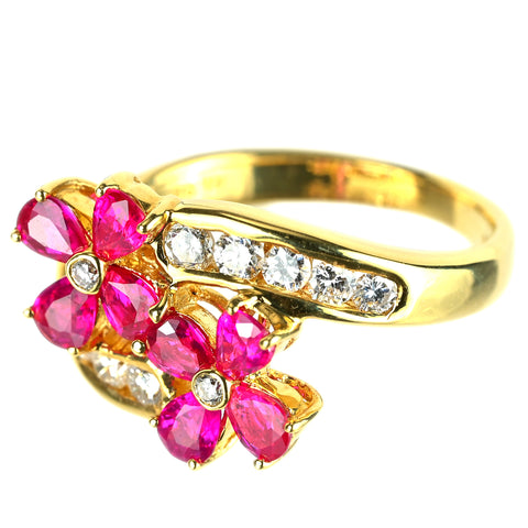 【中古】K18YG RUBY ルビーリング R1.39ct D0.50ct 5.6g #11