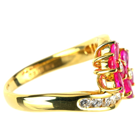 【中古】K18YG RUBY ルビーリング R1.39ct D0.50ct 5.6g #11