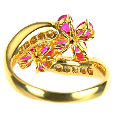【中古】K18YG RUBY ルビーリング R1.39ct D0.50ct 5.6g #11