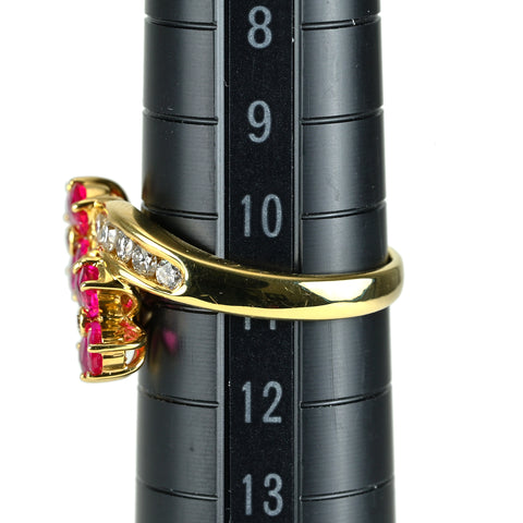 【中古】K18YG RUBY ルビーリング R1.39ct D0.50ct 5.6g #11