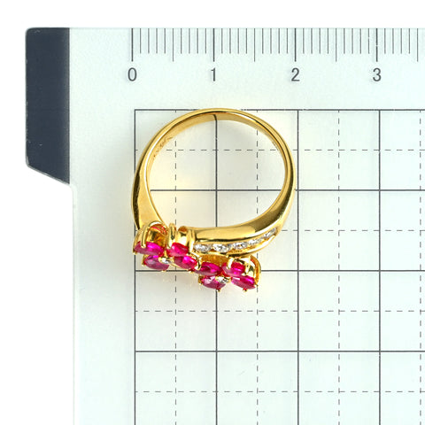 【中古】K18YG RUBY ルビーリング R1.39ct D0.50ct 5.6g #11
