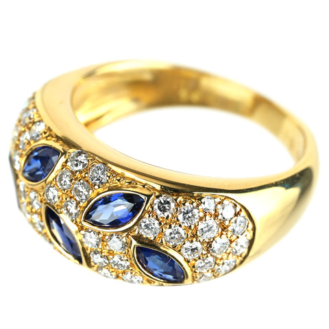 【中古】K18YG SAPPHIRE サファイアリング S1.00ct D0.94ct 7.0g #14.5