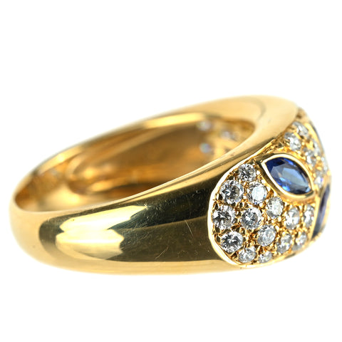 【中古】K18YG SAPPHIRE サファイアリング S1.00ct D0.94ct 7.0g #14.5