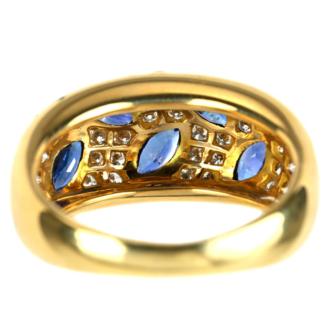 【中古】K18YG SAPPHIRE サファイアリング S1.00ct D0.94ct 7.0g #14.5