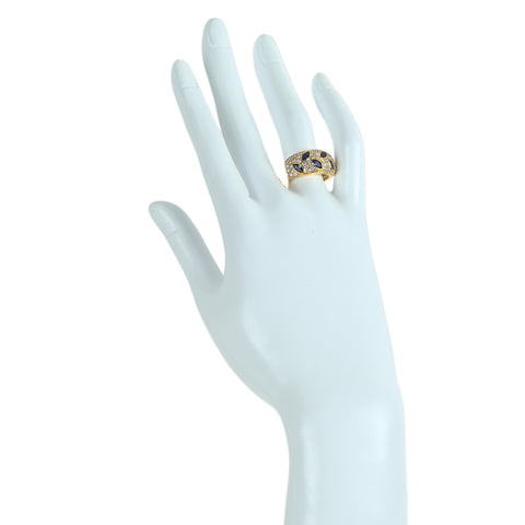【中古】K18YG SAPPHIRE サファイアリング S1.00ct D0.94ct 7.0g #14.5