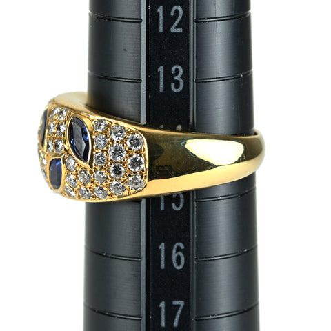 【中古】K18YG SAPPHIRE サファイアリング S1.00ct D0.94ct 7.0g #14.5