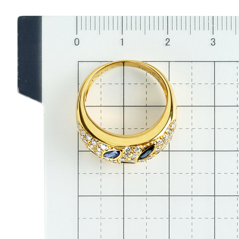 【中古】K18YG SAPPHIRE サファイアリング S1.00ct D0.94ct 7.0g #14.5